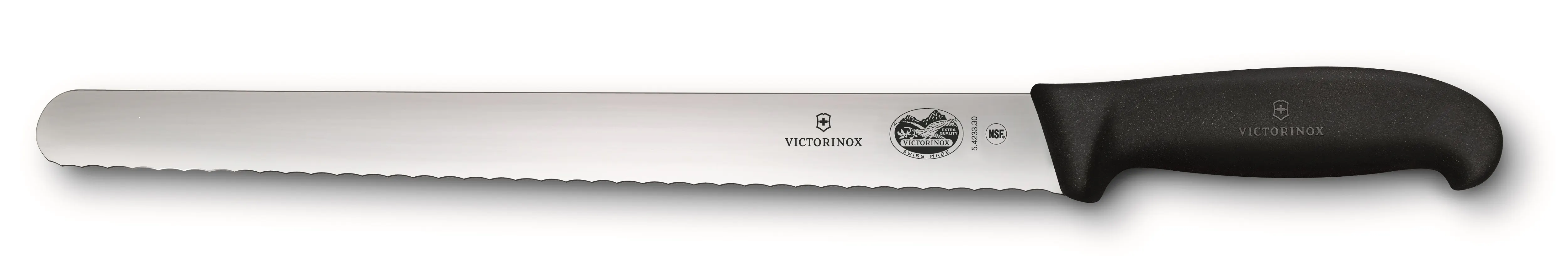 Victorinox Fibrox Slicing Knife Round Wavy Edge 30cm Black